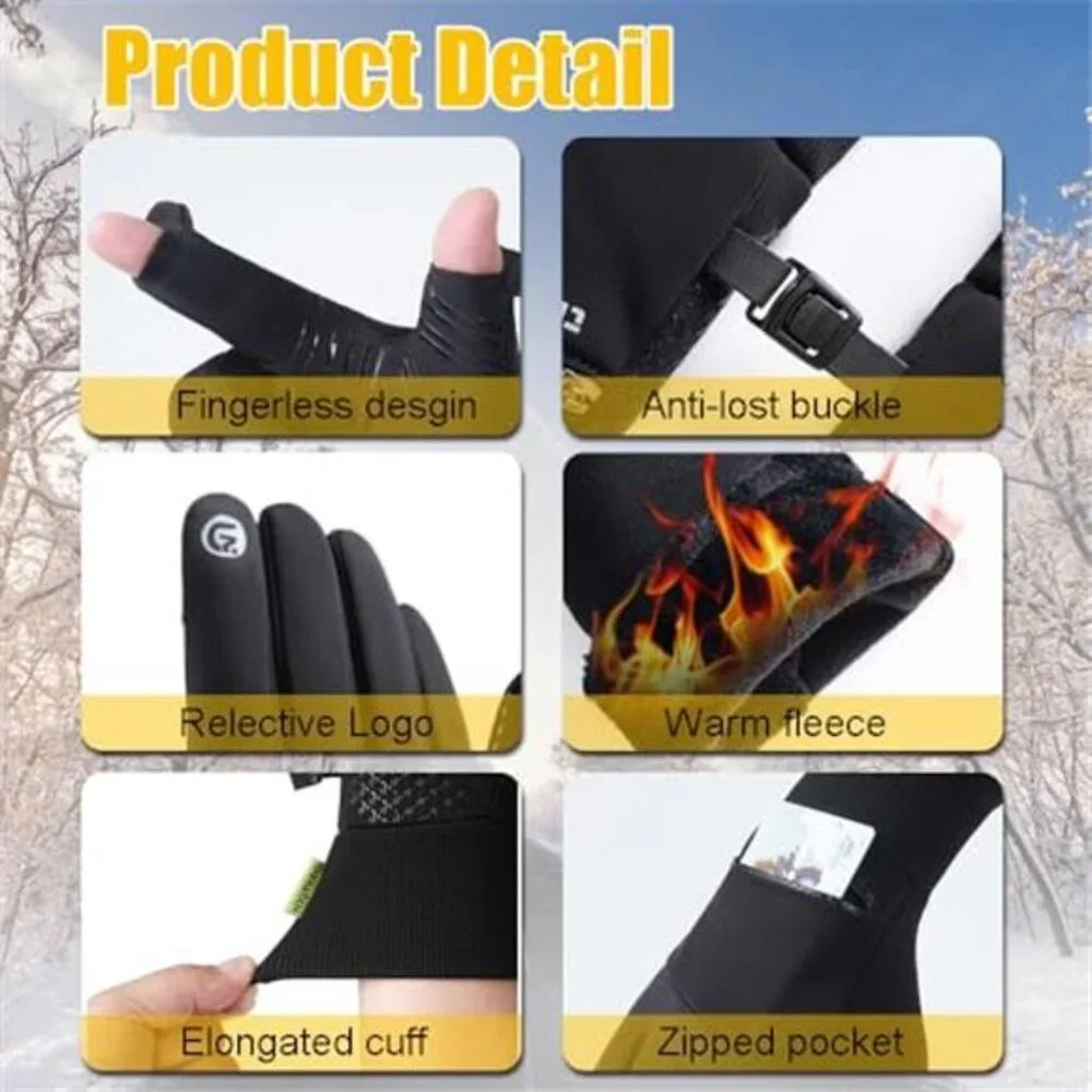Unisex Winter Gloves Waterproof Touchscreen Thermal Snow Gloves